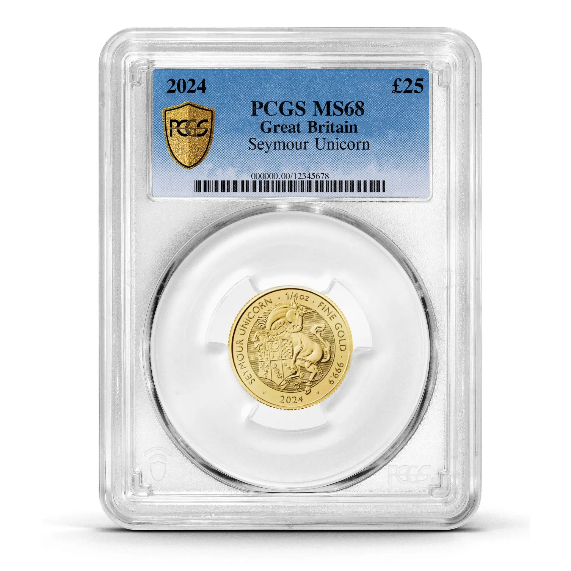 Graded 2024 Tudor Beast Seymour Unicorn 1/4oz Gold Coin MS68 