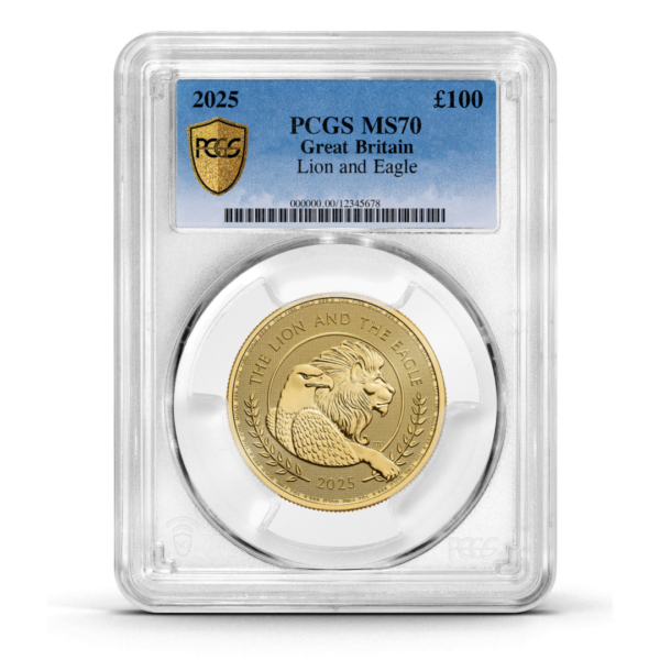 PCGS Graded 2025 Lion and Eagle 1oz Gold Coin