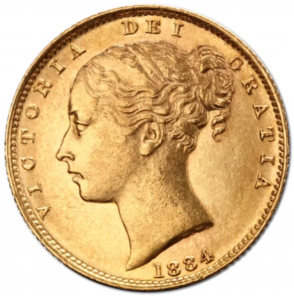 Sovereign Victoria Young Head (Shield Back) 1884 Gold Coin