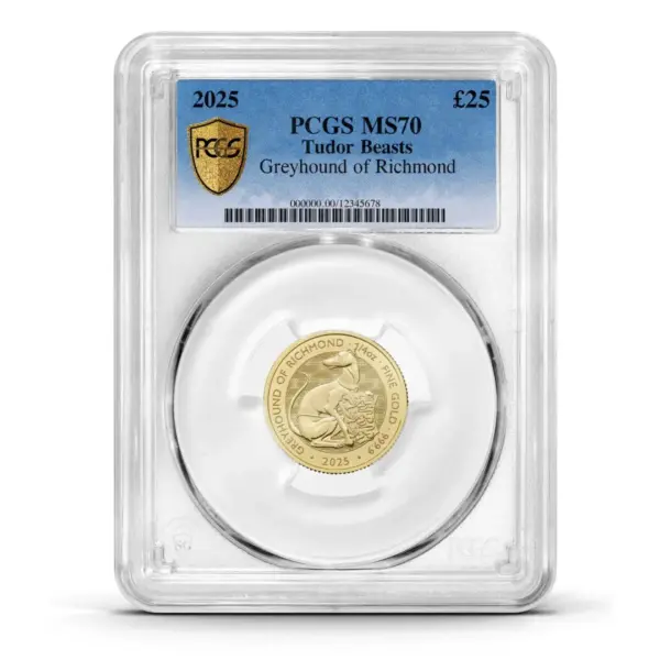 PCGS Certified 2025 Tudor Beast Greyhound of Richmond 1/4oz Gold Coin